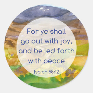 Peace Joy Bible Verse Isaiah 55 12 Berge Runder Aufkleber
