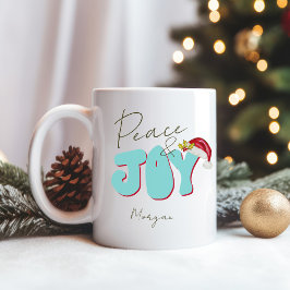 Peace Joy Christmas Pink Red Festive Add Name   Kaffeetasse
