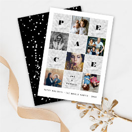 Peace Joy Family Silver Blocks 5 FotoCollage Feiertagskarte