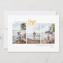 Peace Joy Hope Modernes Script Minimalistisches Fo Feiertagskarte