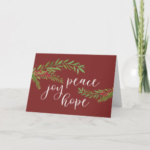 Peace Joy Hope Watercolor Foliage Weihnachten