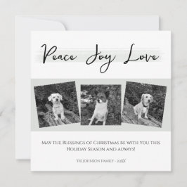 Peace Joy Liebe Elegantes Schwarz-weißes Foto Feiertagskarte