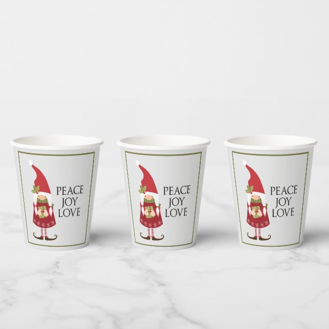 Peace Joy Liebe Girl Gnome Holiday Pappbecher (Multi)