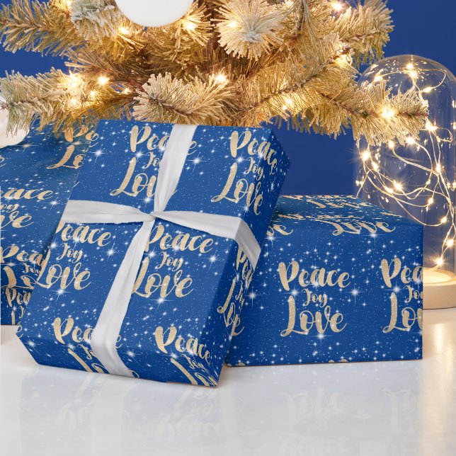 Peace Joy Liebe mit Stars Geschenkpapier (Feiertage)