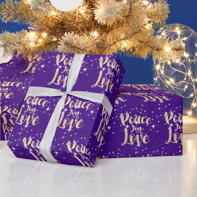 Peace Joy Liebe mit Stars Geschenkpapier (Feiertage)