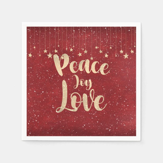 Peace Joy Liebe mit Stars Serviette (Vorderseite)