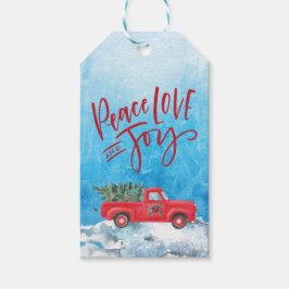 Peace Joy Liebe Snow Red Truck Geschenkanhänger