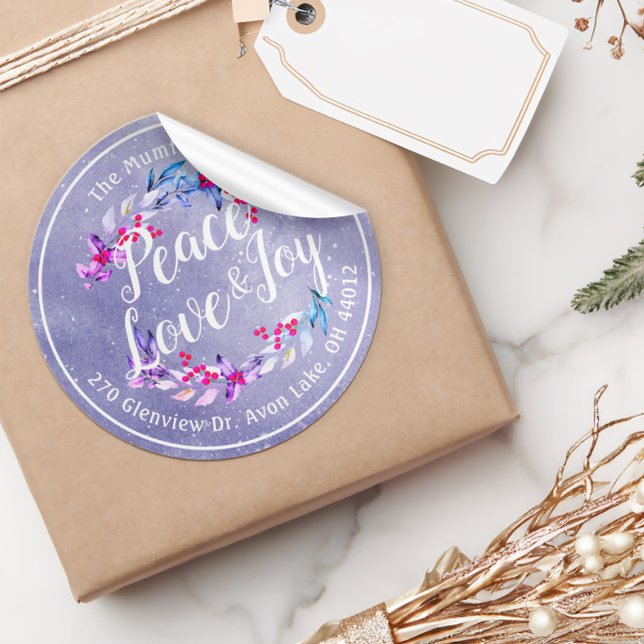Peace Joy Liebe Weihnachten Glück Neues Jahr Runder Aufkleber (Von Creator hochgeladen)