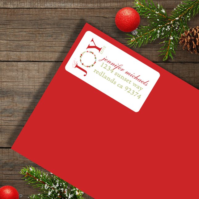 Peace Joy Liebe Wreath Christmas Address Label (Von Creator hochgeladen)