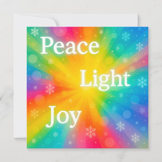 Peace Joy Light Feiertagskarte (Vorderseite)