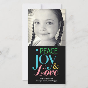 Peace Joy & Love Carte photo de vacances
