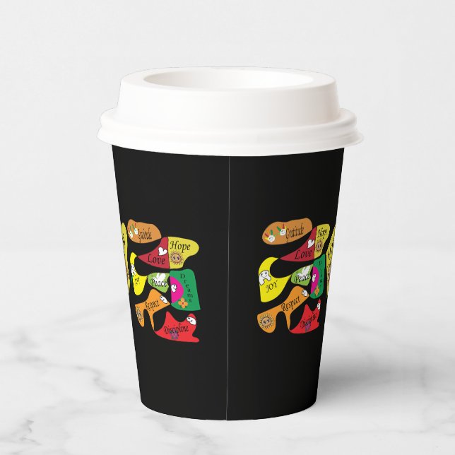 Peace Joy Love Inspirational Quote Paper Cups Pappbecher (Rechts)