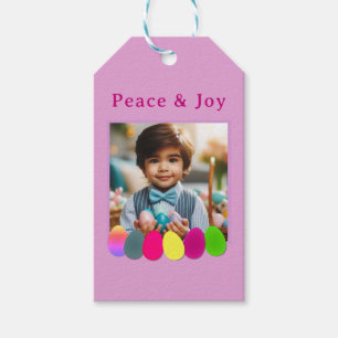 Peace Joy Personalisiertes Foto gefärbte Ostereier Geschenkanhänger
