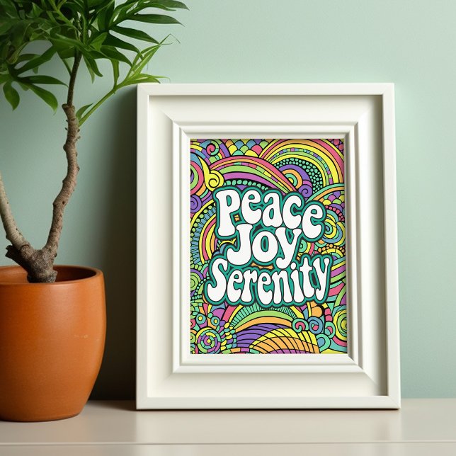 Peace Joy Serenity Abstraktes Muster Erwachsenenfa Briefbogen (Coloring page - peace joy serenity)