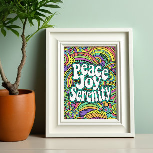 Peace Joy Serenity Abstraktes Muster Erwachsenenfa Poster