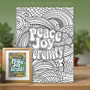 Peace Joy Serenity Abstraktes Muster Erwachsenenfa Postkarte
