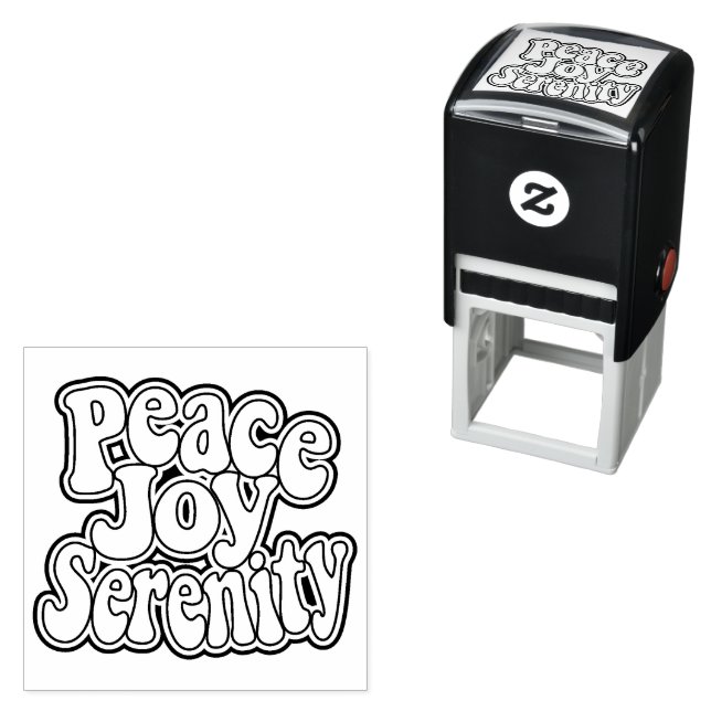 Peace Joy Serenity - Retro Bubble Type Permastempel (Beispiel)