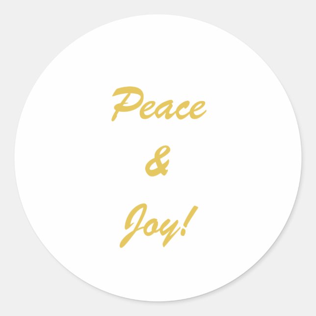 Peace & Joy Topographie-Skript in Goldfarbe Runder Aufkleber (Vorderseite)