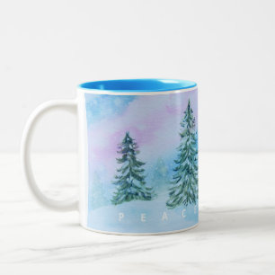 Peace Joy Winter Trees Stille Snowy Night Zweifarbige Tasse