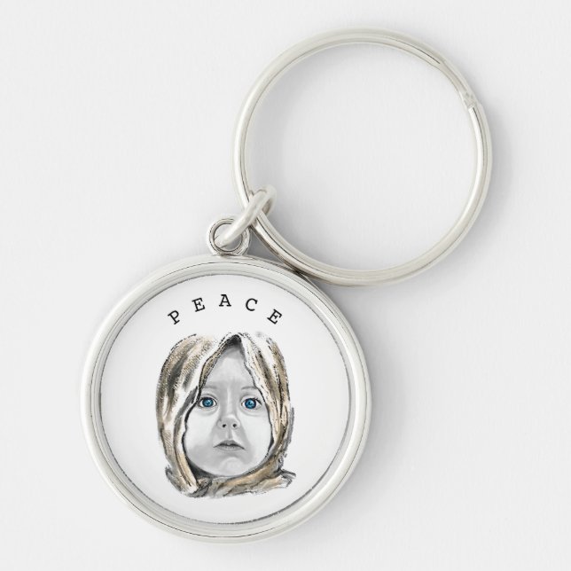 Peace Keychai Beautiful Blue Mit Augen Little Girl Schlüsselanhänger (Vorne)