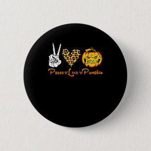 Peace Leopard Liebe Beängstigend Pumpkin Halloween Button