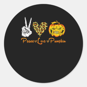 Peace Leopard Liebe Beängstigend Pumpkin Halloween Runder Aufkleber