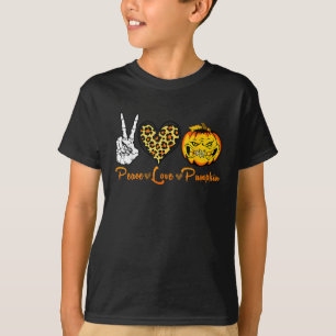 Peace Leopard Liebe Beängstigend Pumpkin Halloween T-Shirt