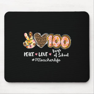 Peace Liebe 100 Days of School Leopard Pe Teacher Mousepad