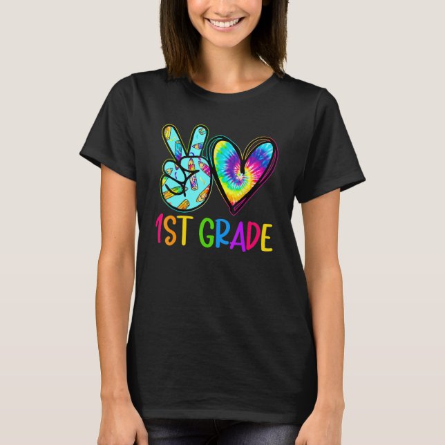 Peace Liebe 1. erste Klasse zurück zu Schülermädch T-Shirt (Vorderseite)