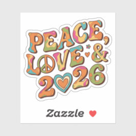 Peace Liebe 2026 Groovy Retro Aufkleber