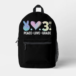 Peace Liebe 3. Klasse zurück zur Schule Bedruckter Rucksack