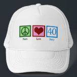 Peace Liebe 40. Geburtstag Niedliches Party Truckerkappe<br><div class="desc">Peace Liebe 40. Geburtstag.</div>