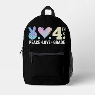 Peace Liebe 4. Klasse zurück zur Schule Bedruckter Rucksack