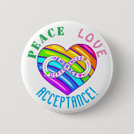 Peace Liebe Acceptance Rainbow Autismus Herztasten Button