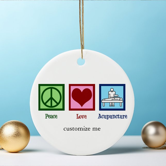 Peace Liebe Akupunktur Niedliche Weihnachtszeit Keramik Ornament (Von Creator hochgeladen)