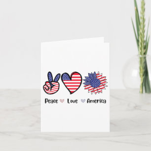Peace Liebe America 4. Juli Patriotic Sonnenblume Karte