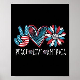 Peace Liebe America Daisy 4. Juli Patriotic Us Ame Poster