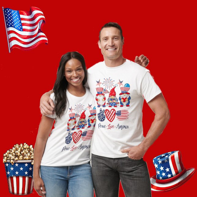 Peace Liebe America Independence Patriotic Gnomes T-Shirt (Peace Love America Independence Patriotic Gnomes T-Shirt)