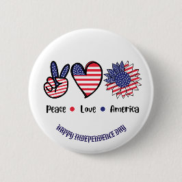 "Peace Liebe America" Patriotische Symbole nach Ma Button