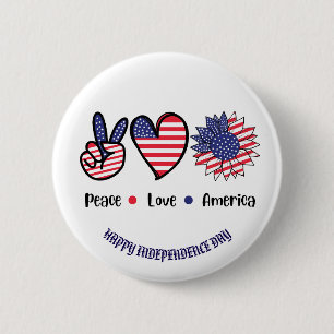 "Peace Liebe America" Patriotische Symbole nach Ma Button