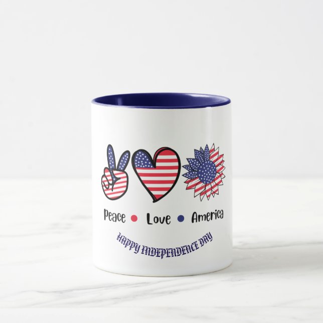 "Peace Liebe America" Patriotische Symbole nach Ma Tasse (Zentrum)