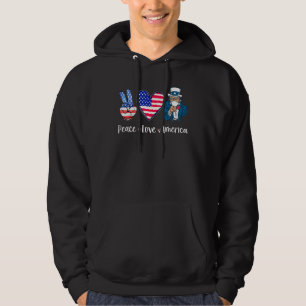 Peace Liebe America Uncle Sam In a Mask USA Flag 4 Hoodie
