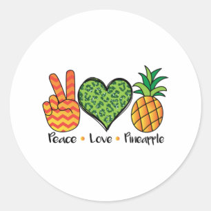 Peace Liebe Ananas Cool T Shirt Runder Aufkleber