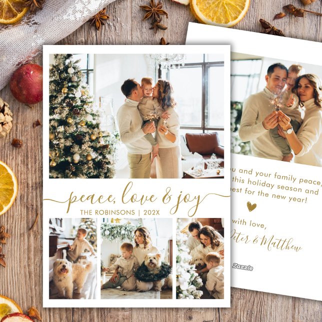 Peace Liebe and Joy Gold Script 4 Foto Weihnachten (Von Creator hochgeladen)