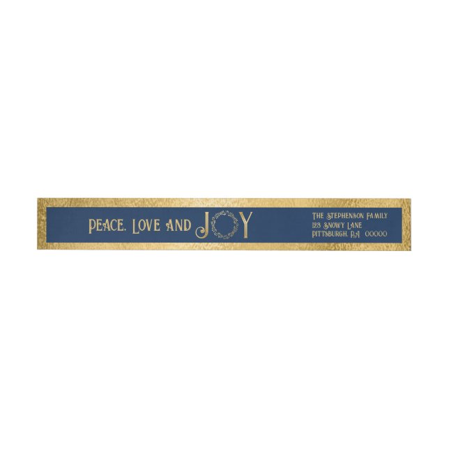 Peace Liebe and Joy Imitats Gold Wreath - Dunkelbl (Person)