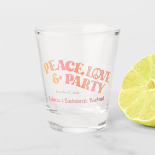 Peace Liebe and Party Junggeselinnen-Abschied Shot Schnapsglas