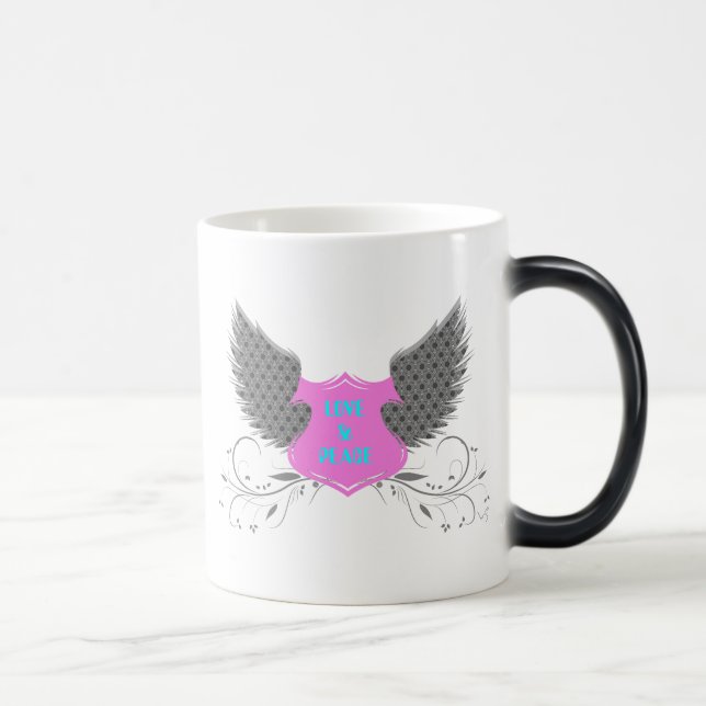 Peace Liebe Angel Wings Design Verwandlungstasse (Rechts)