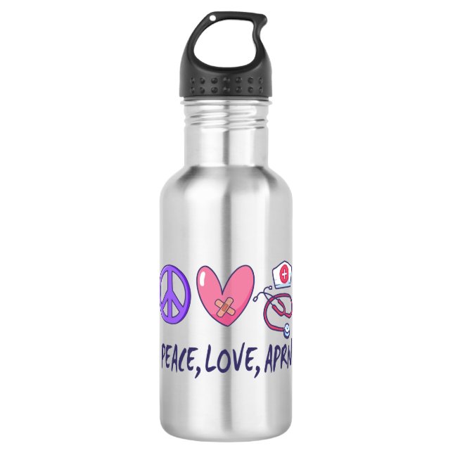 Peace Liebe APRN Edelstahlflasche (Vorderseite)