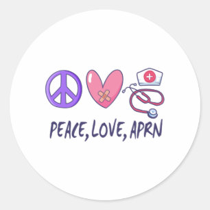 Peace Liebe APRN Runder Aufkleber