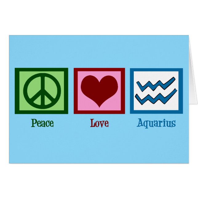 Peace Liebe Aquarius Niedliches Blaues Geburtstags (Vorderseite (Horizontal))